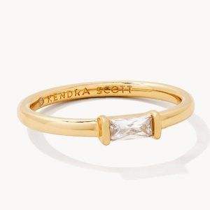 Kendra Scott Juliette Gold Band Ring in White Crystal - Size 9